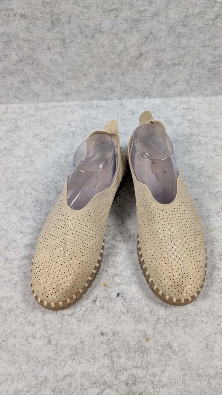 Ilse Jacobsen Hornbaek Tulip Perforated Slip-On Shoes Neutral Sparkle Size 9 - Picture 2 of 13